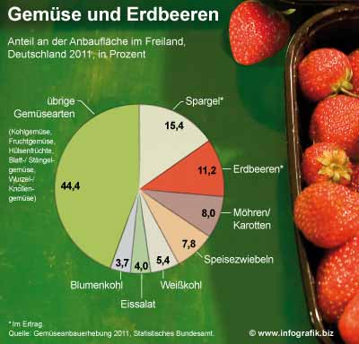 Infografik Gemüse und Erdbeeren